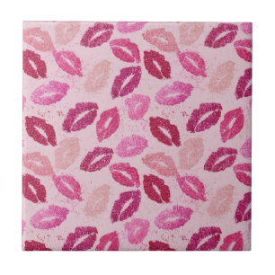 Carreau Baiser au rouge à lèvres rose motif sans couture