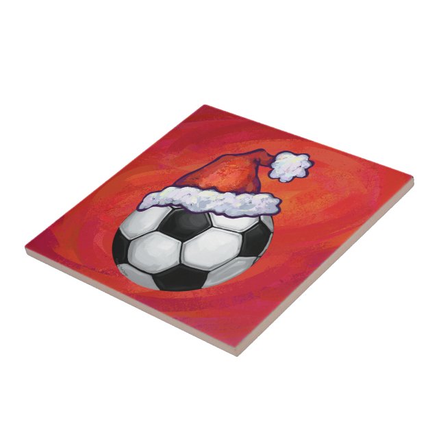 Carreau Bal de football de Santa Hat en rouge (Côté)