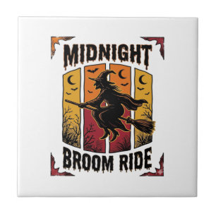 Carreau Balai de minuit Vintage Sorcière Halloween Graphiq