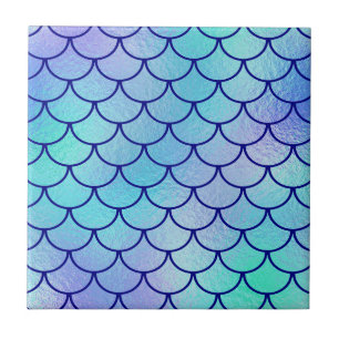 Carreau Balances de sirènes d'eau bleu vert Iridescente