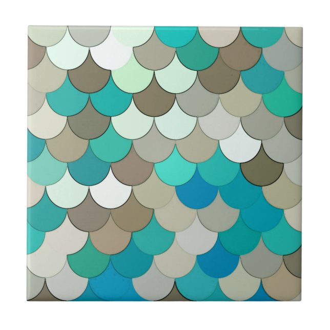 Carreau Balances de sirènes, Turquoise, Aqua, Taupe & Crèm (Devant)