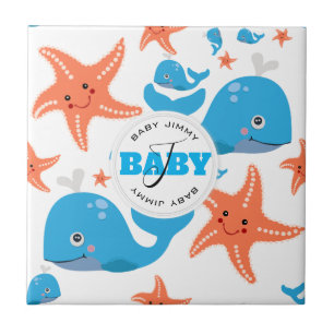 Carreau Baleine et Starfish Baby Monogram Motif