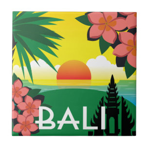 Carreau Bali Indonésie Illustration style vintage