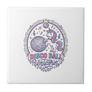 Carreau Balle de disco Licorne Licorne Impression ludique