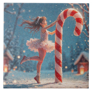 Carreau Ballerina Anime Fille et Sucre de canne Noël
