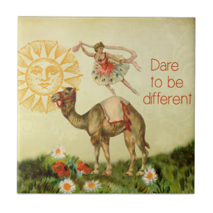 Carreau Ballerine vintage, fleurs, et collage de chameau