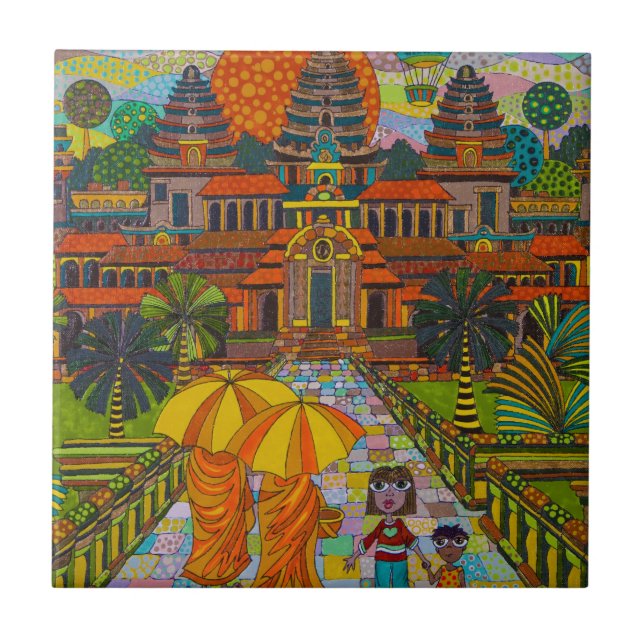 Carreau Ballon à air chaud au-dessus d'Angkor Vat (Devant)
