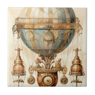 Carreau Ballon à air chaud bleu vapeur vintage (3)