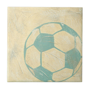 Carreau Ballon de football bleu en pastel par Chariklia