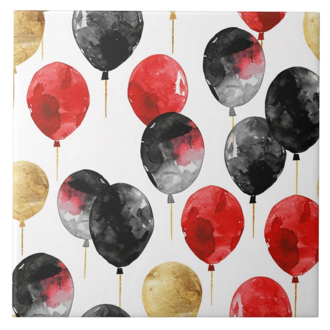 Carreau Ballons Black Red Gold Party (Devant)