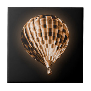 Carreau Balloon à air chaud doré sur noir