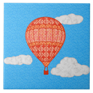 Carreau Ballotte à air chaud, Coral Orange contre un ciel 