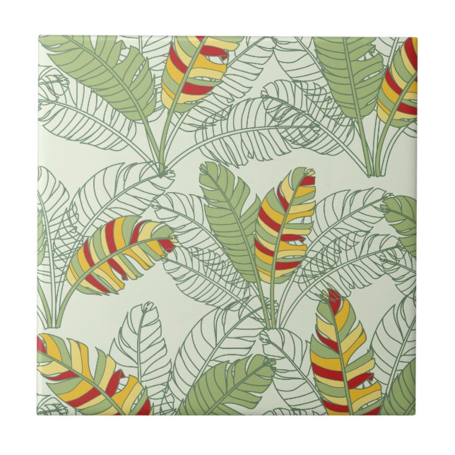 Carreau Banane Feuille Retro Jungle Carrelage en céramique (Devant)