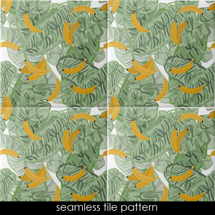 Carreau Banane tropicale moderne vert Motif sans couture