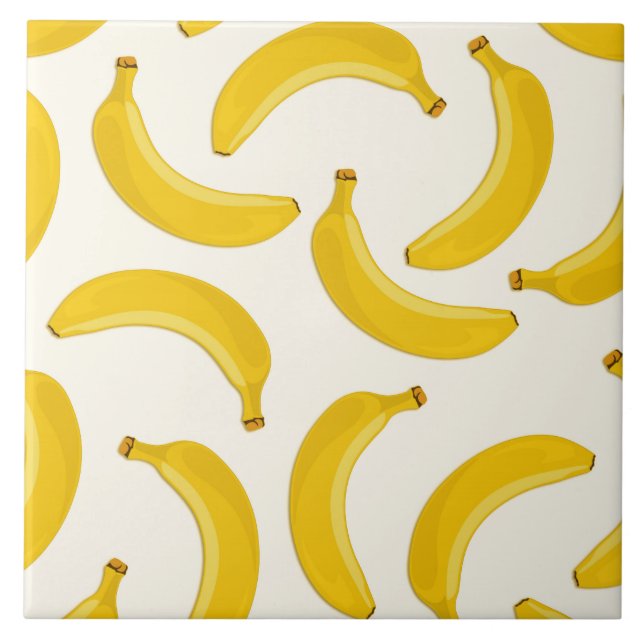 Carreau Bananes Fruits tropicaux Imprimer, jaune et blanc (Devant)