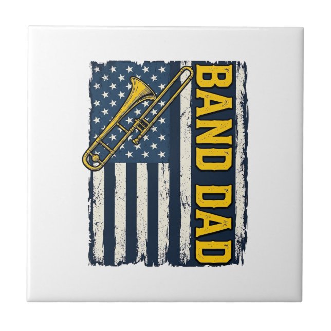 Carreau Band Dad Trombone American Flag Vintage Shirt Desi (Devant)