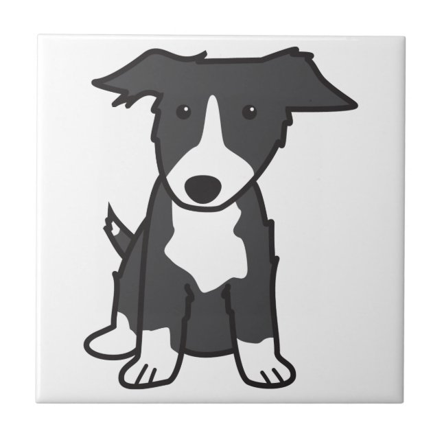 Carreau Bande dessinée de chien de border collie (Devant)