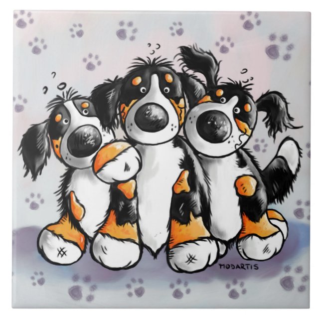 Carreau Bande dessinée drôle de trois de Bernese chiens de (Devant)