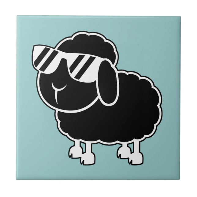 Carreau Bande dessinée mignonne de moutons noirs (Devant)