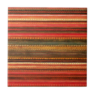 Carreau Bande textile de matériau rouge orange et vert ray
