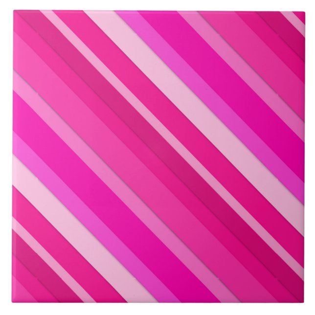 Carreau Bandes de bonbons en couches - rose et fuchsia (Devant)