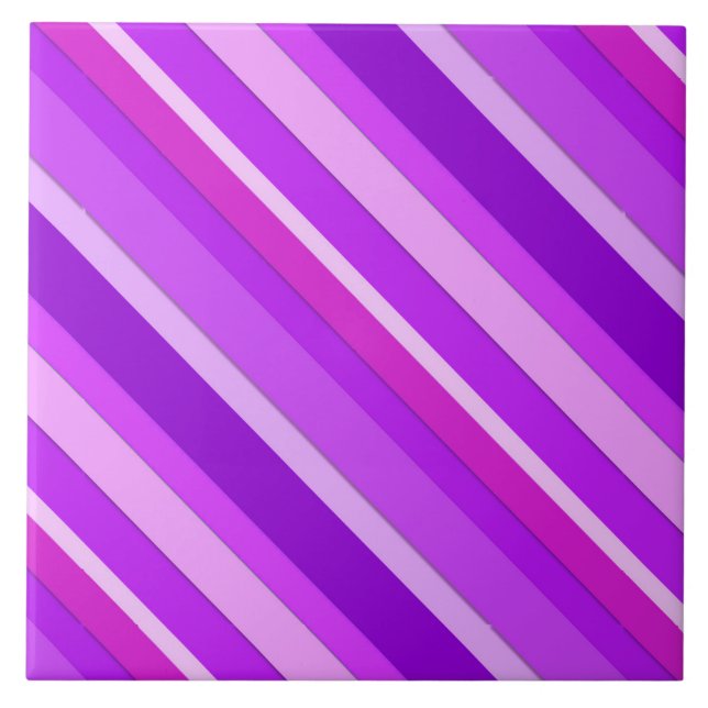 Carreau Bandes de bonbons en couches - violet et orchidée (Devant)