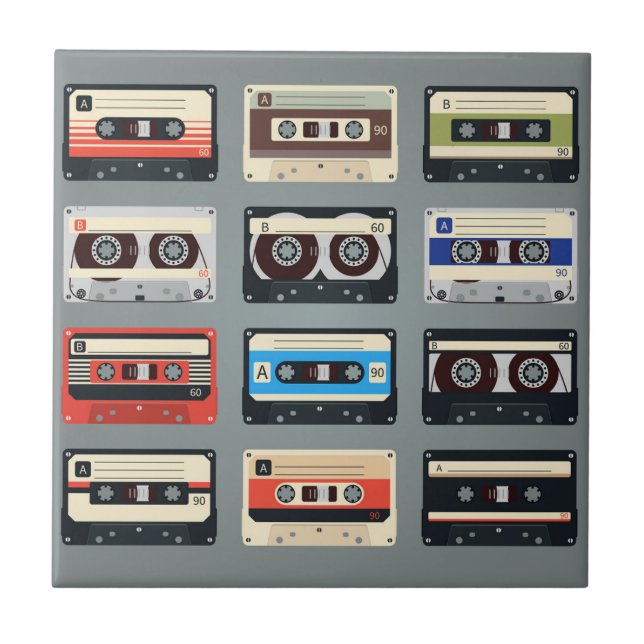 Carreau Bandes de cassettes rétro 80s (Devant)