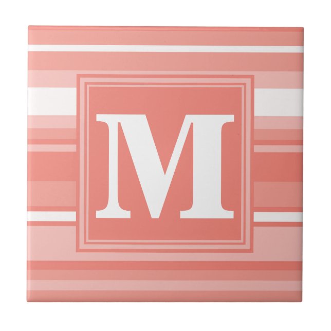 Carreau Bandes de corail monogramme (Devant)