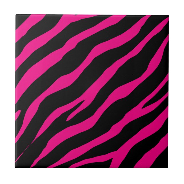 Carreau Bandes de zèbre noir et rose poster de animal exot (Devant)