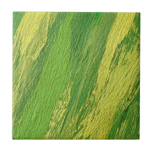 Carreau Bandes diagonales Abstraites vert et jaune