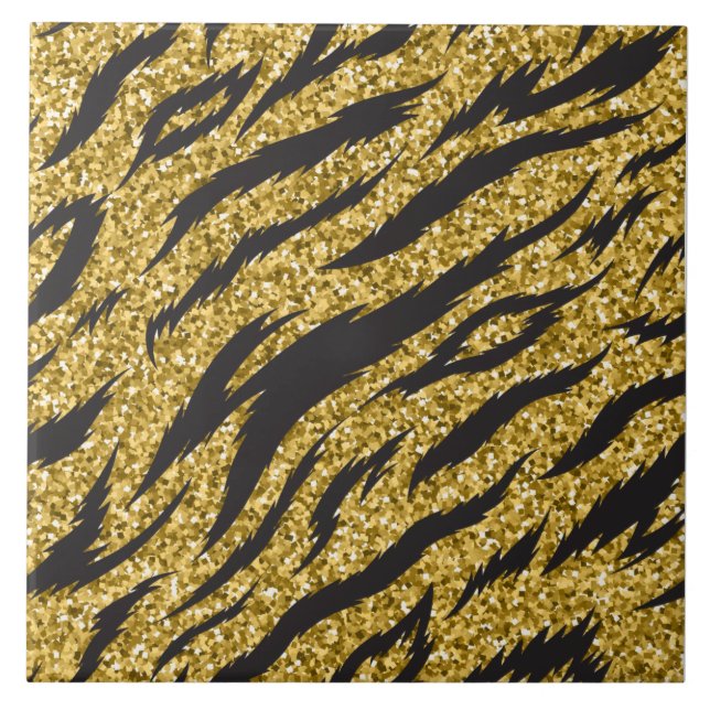 Carreau Bandes d'or, motif de bandes de tigres (Devant)