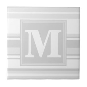 Carreau Bandes gris clair monogrammes