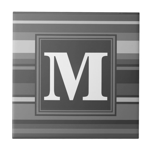 Carreau Bandes gris monogramme (Devant)