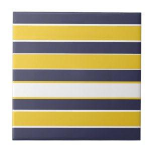 Carreau Bandes horizontales, jaune moutarde, bleu marine,