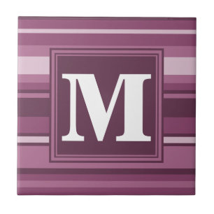 Carreau Bandes mauve monogrammes