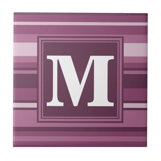 Carreau Bandes mauve monogrammes (Devant)