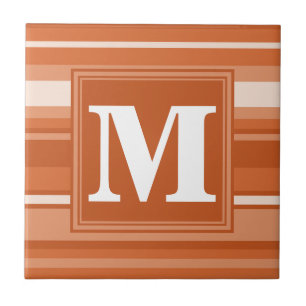 Carreau Bandes orange monogrammes