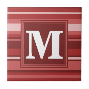 Carreau Bandes rouges monogrammes