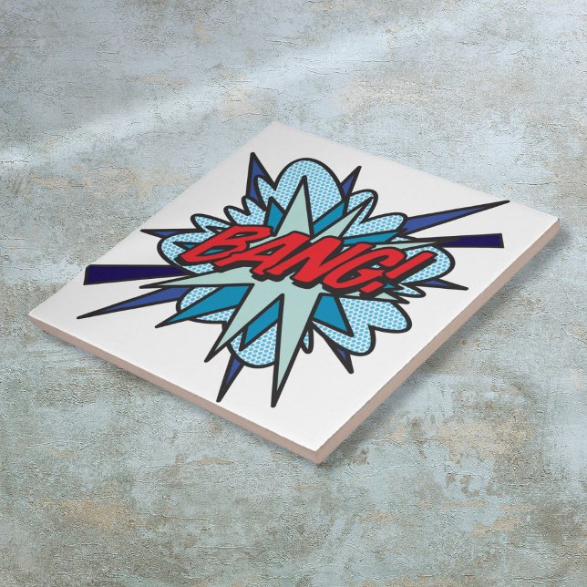 Carreau BANG Fun Retro Comédie Livre Pop Art (BANG Fun Retro Comic Book Pop Art Tile)