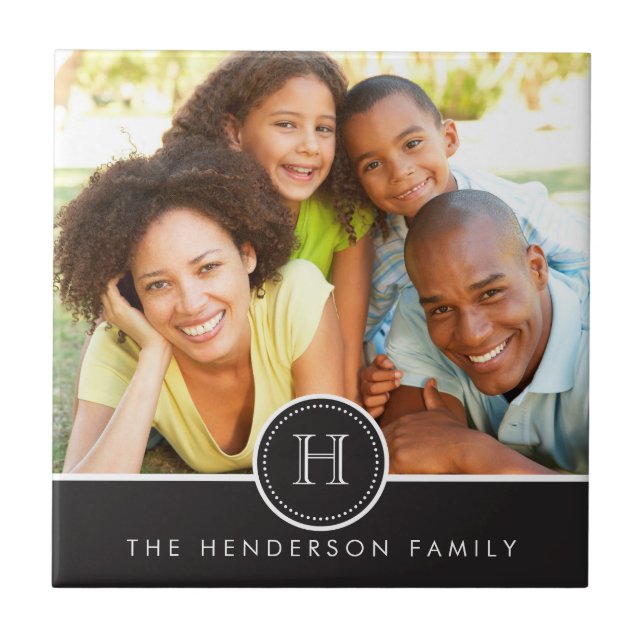 Carreau Bannière moderne avec tuile photo de famille Monog (Devant)