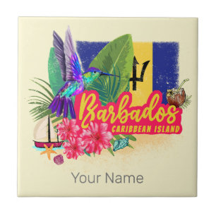 Carreau Barbados Retro Caraïbes Vintage Island Souvenir