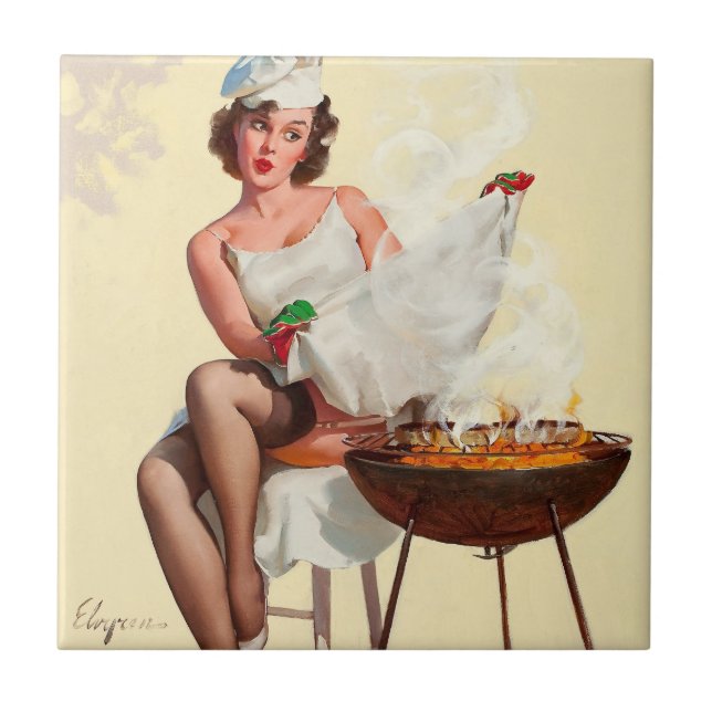 Carreau Barbecue Pin-Up Girl (Devant)