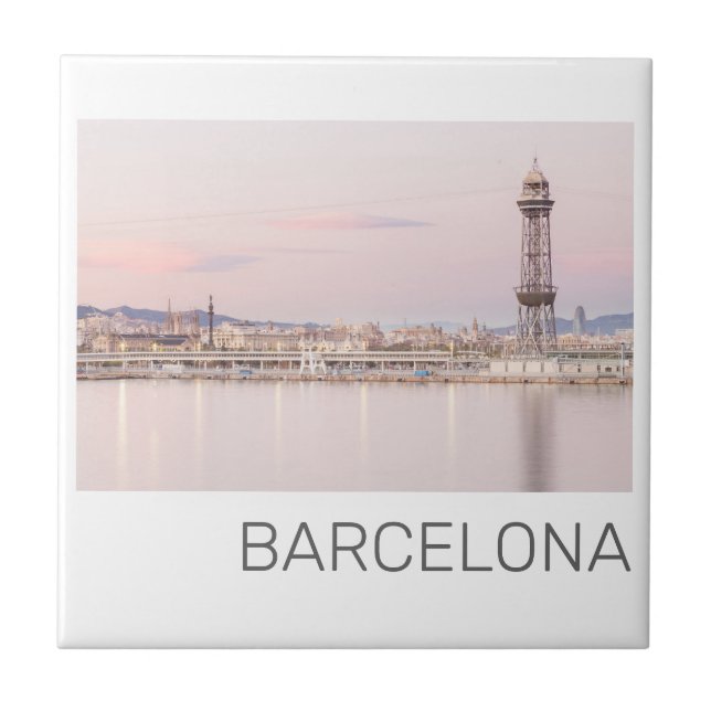 Carreau Barcelona Skyline Sunset Catalogne Espagne (Devant)