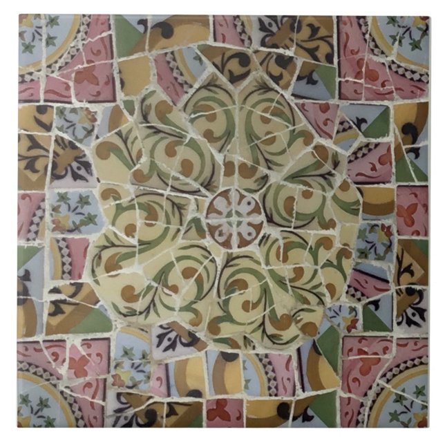 Carreau Barcelone Espagne, parc Güell, tuile de mosaïque (Devant)