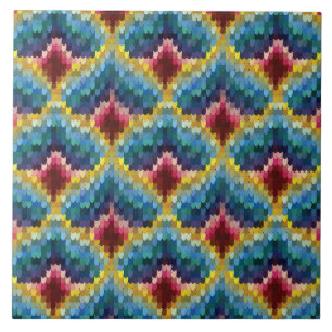 Carreau Bargello coloré broderie Boho Chic Motif