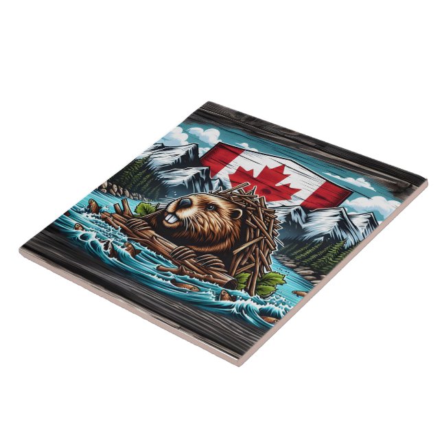Carreau Barrage canadien de l'immeuble Beaver dans un pays (Côté)