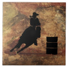 Barrel Racing Girl Silhouette on a Grunge Texture