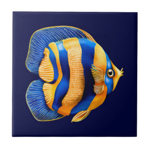 Carreau Barrière de papillon d'or poisson plage de mer thè