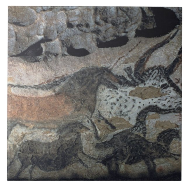 Carreau Basculez la peinture d'un taureau et des chevaux, (Devant)