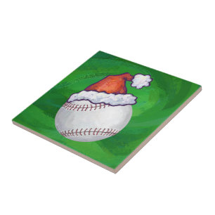 Carreau Baseball à Santa Hat sur Green